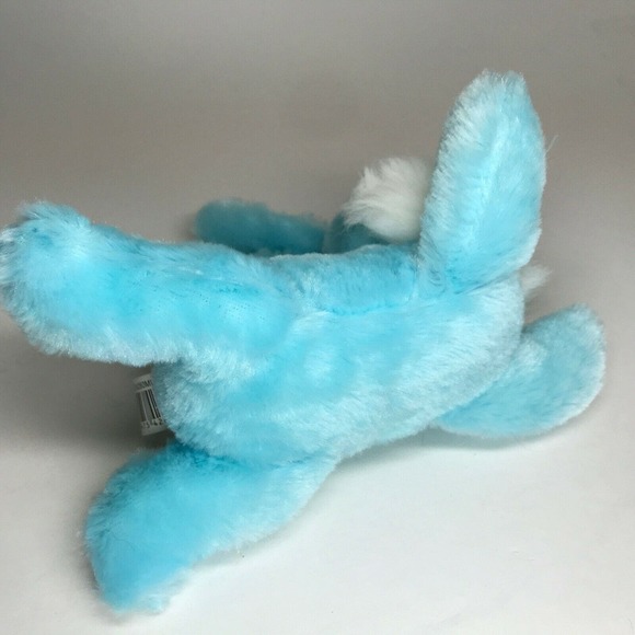 DanDee 8" Blue Easter Bunny Plush Rabbit, Jumping Sound, Pink Nose, Easter Gift - Picture 6 of 7